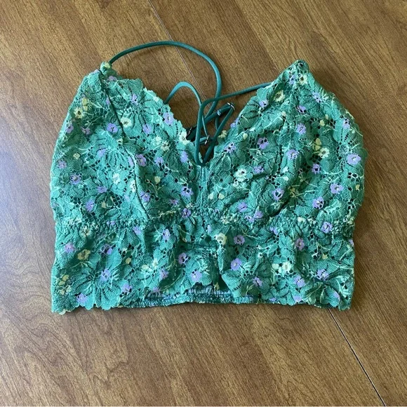 Victorias Secret Floral Lace Green Bralette - Picture 1 of 6